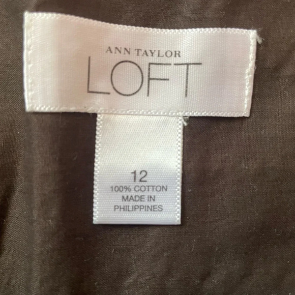 LOFT Women’s Cami Tank Brown Embroidered Sweetheart Size 12 Empire Waist EUC - Picture 2 of 15